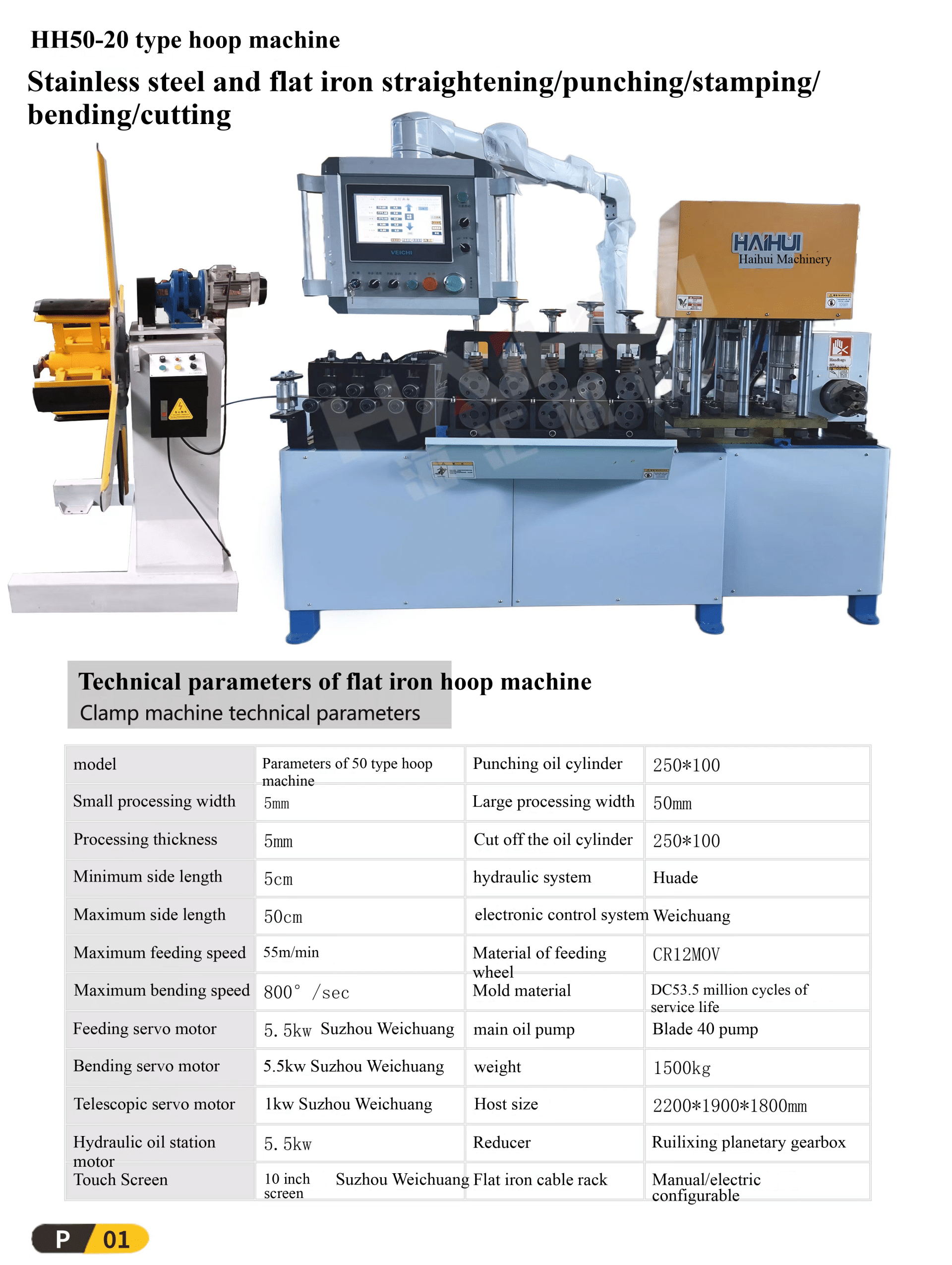 HH50-5 flat steel forming machine for straps and clamps