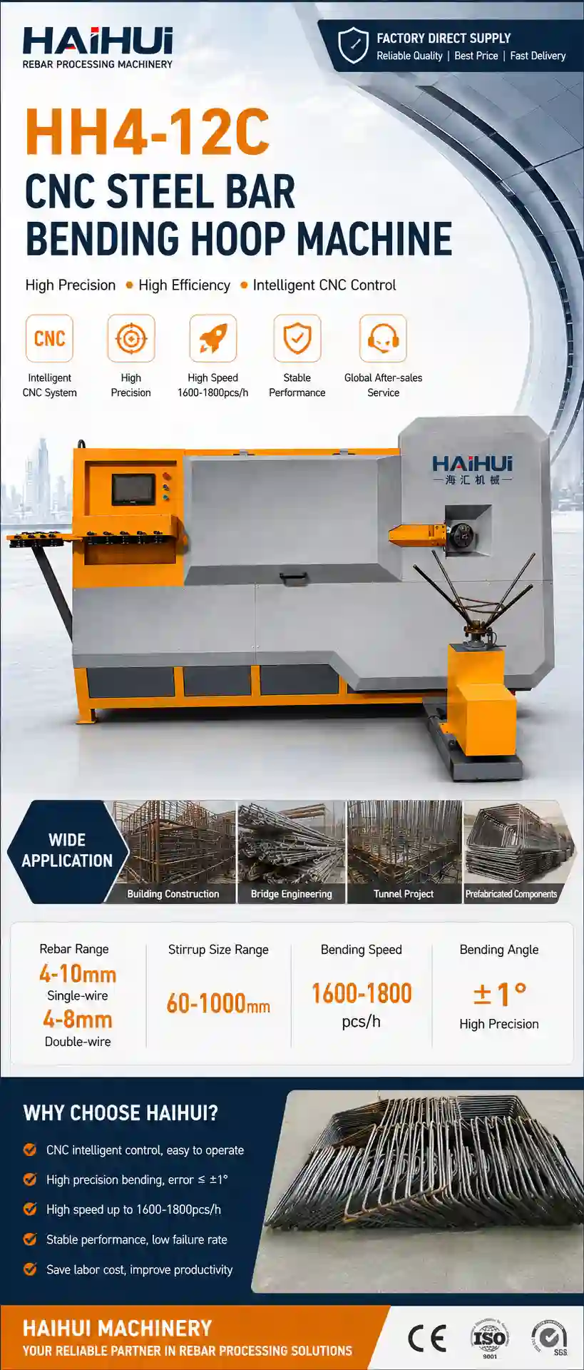 HH4-12C automatic rebar stirrup bending machine in Haihui factory